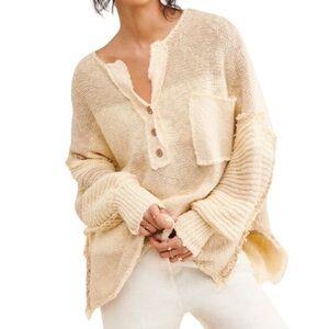 EUC Free People Road Trip Stripe Knit Henley